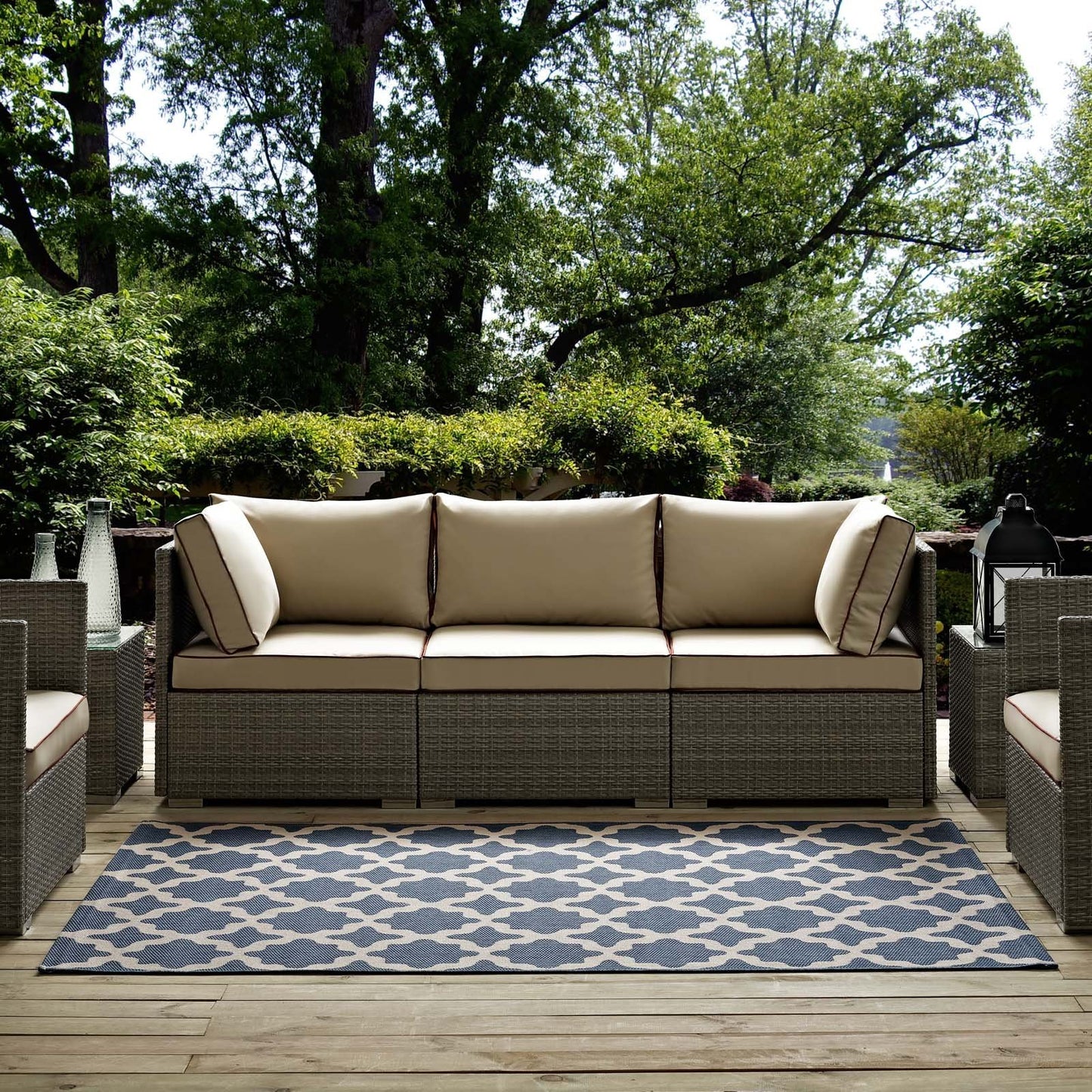 Carpet & Rugs | CasaFoyer Cerelia Moroccan Trellis 8x10 Indoor/Outdoor Area Rug | Durable, Fade & Stain Resistant | Blue/Beige | Perfect for Patio, Porch, Deck | Easy to Maintain | Safe for Kids & Pets | Protect Floors & Add Style | casafoyer.myshopify.com