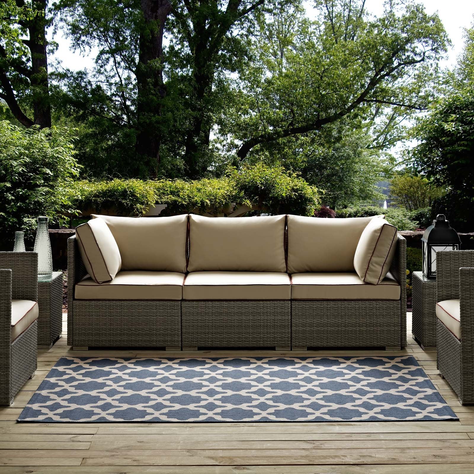 Carpet & Rugs | CasaFoyer Cerelia Moroccan Trellis 8x10 Indoor/Outdoor Area Rug | Durable, Fade & Stain Resistant | Blue/Beige | Perfect for Patio, Porch, Deck | Easy to Maintain | Safe for Kids & Pets | Protect Floors & Add Style | casafoyer.myshopify.com
