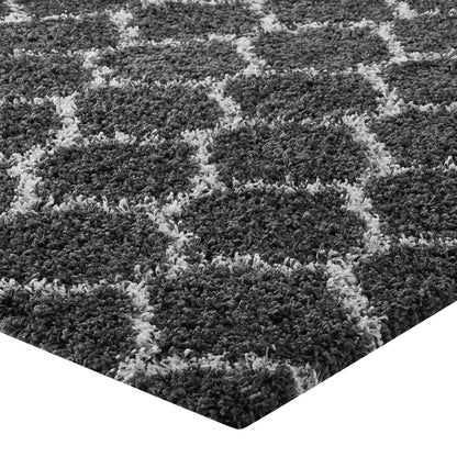 Carpet & Rugs | CasaFoyer Solvea Moroccan Trellis Shag Area Rug | Dark Gray/Ivory | 5x8 ft | Durable Polypropylene | Elegant Lattice Design | Plush 2-inch Pile | Easy to Clean | Perfect for Any Decor | casafoyer.myshopify.com