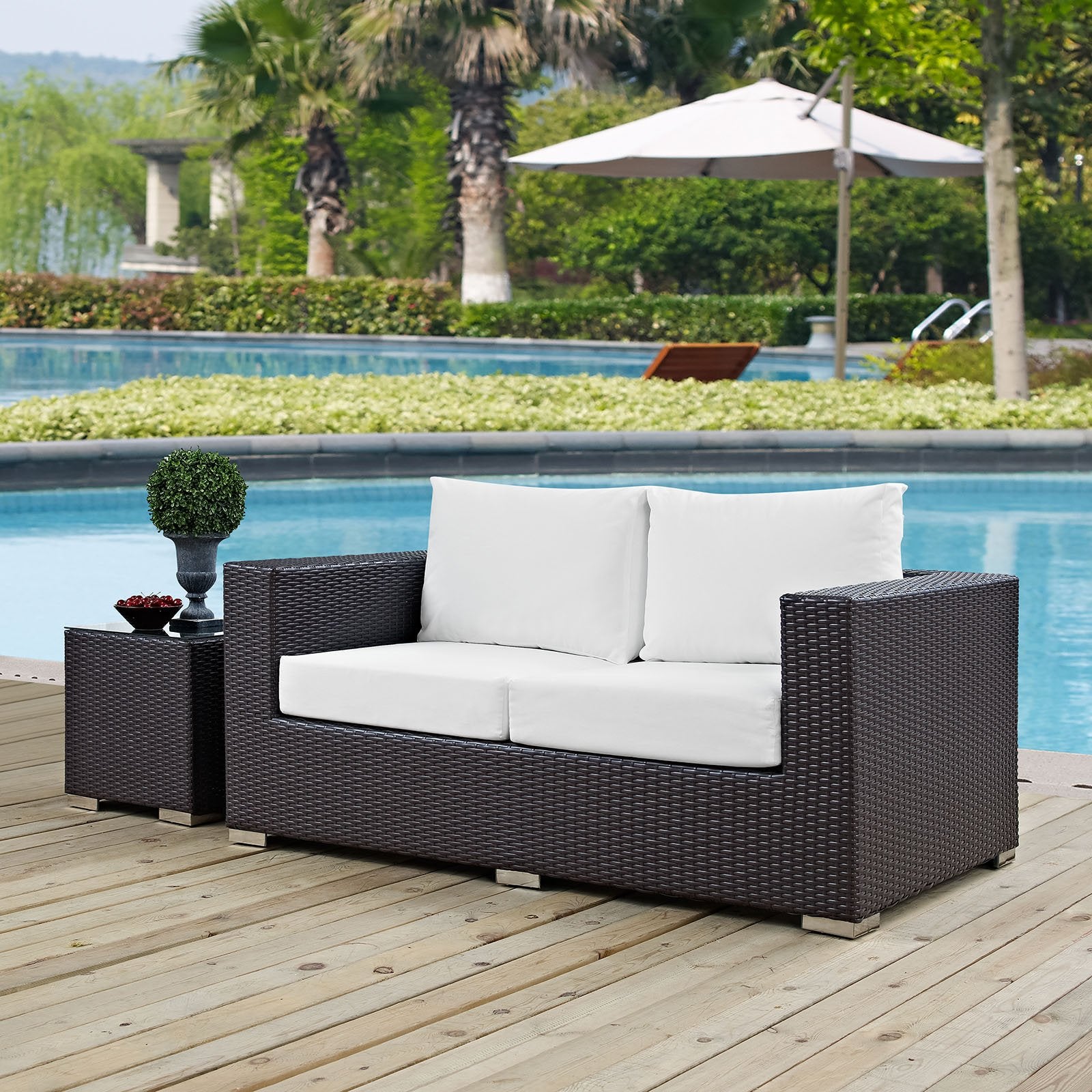 Patio Furniture Sets | Convene Outdoor Sectional Loveseat | Durable Rattan & Aluminum Frame | Weather-Resistant Cushions | Ideal for Patio, Backyard, Poolside | casafoyer.myshopify.com