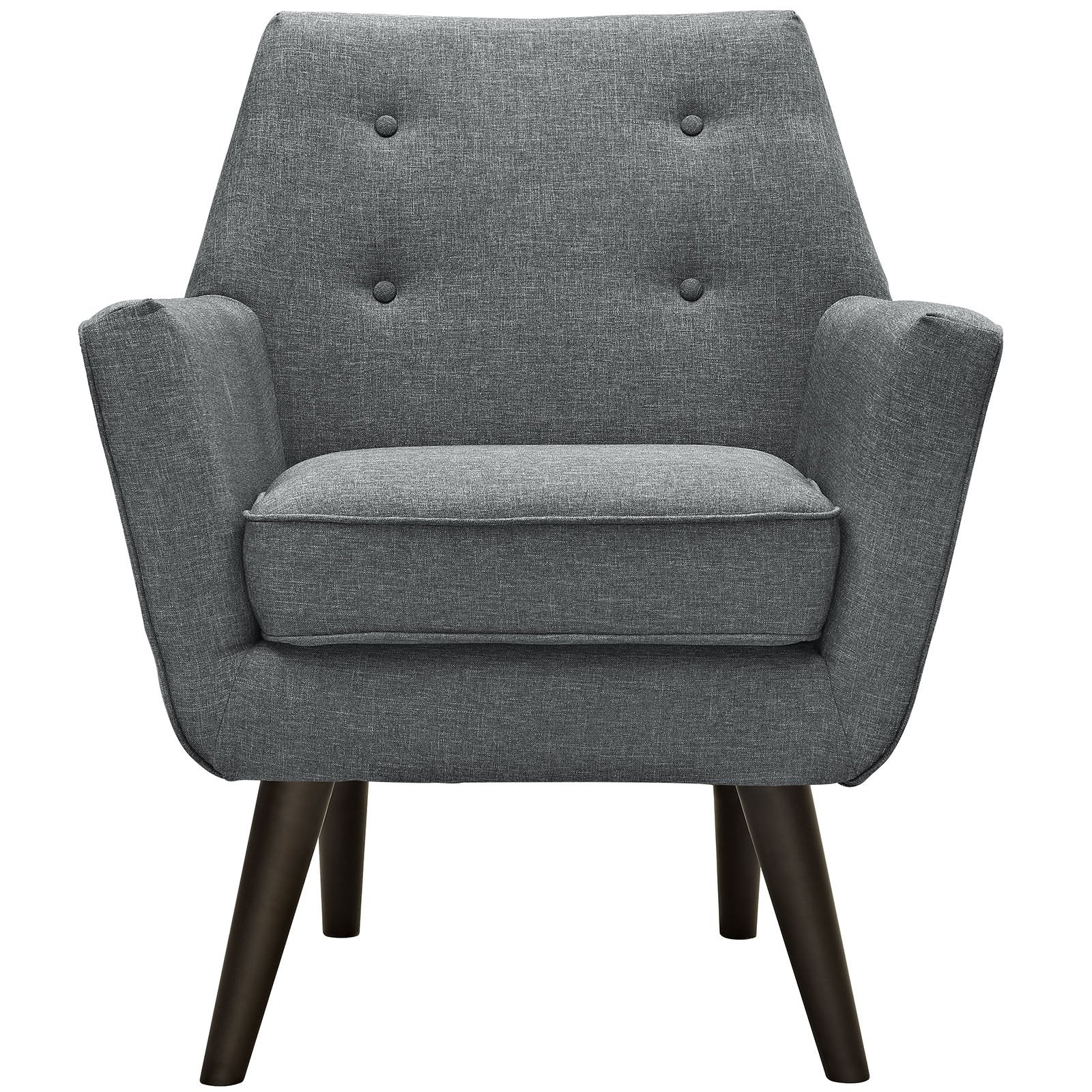 Chair | Posit Armchair | Mid-Century Design | Espresso Stained Legs | Polyester Upholstery | Gray | casafoyer.myshopify.com