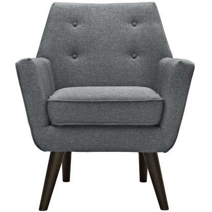 Chair | Posit Armchair | Mid-Century Design | Espresso Stained Legs | Polyester Upholstery | Gray | casafoyer.myshopify.com