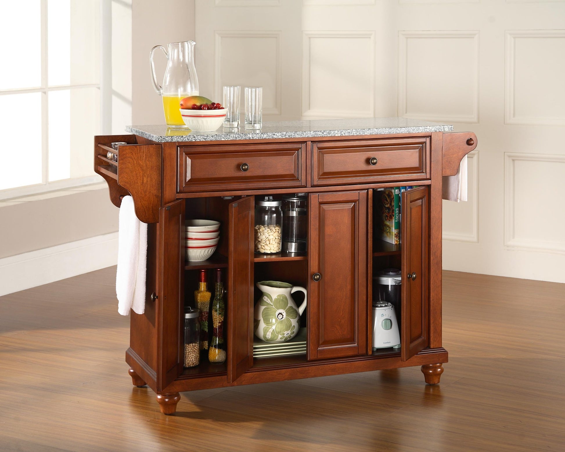 Kitchen Storage | Solid Hardwood Kitchen Island | Elegant Raised Panel Doors | Ample Storage | Classic Cherry Finish | casafoyer.myshopify.com