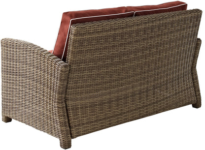 Patio Furniture Sets | CasaFoyers Bradenton Collection | Luxurious Outdoor Wicker Loveseat with Sangria Cushions | Enhance Your Outdoor Entertaining | casafoyer.myshopify.com