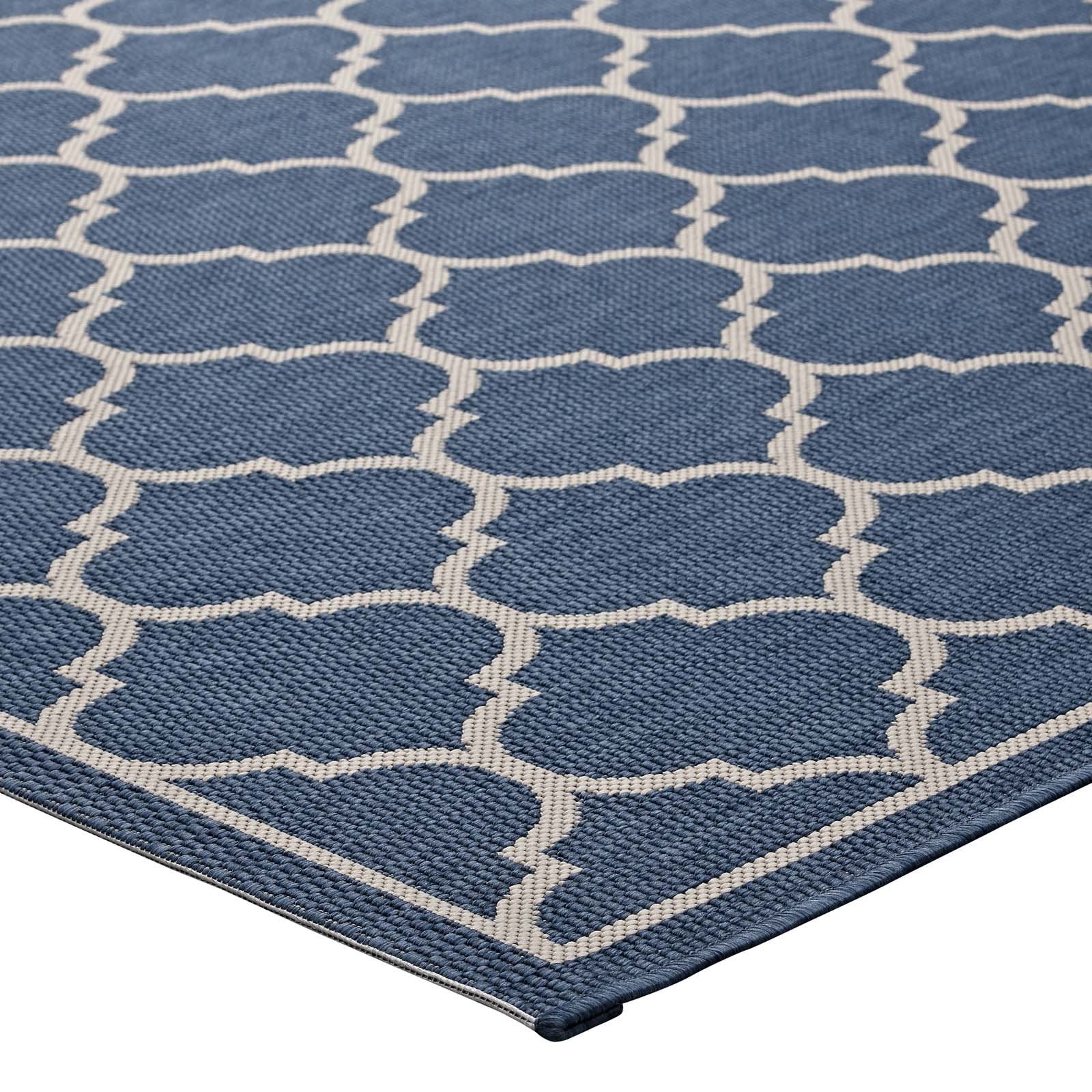 Carpet & Rugs | CasaFoyer Avena Moroccan Quatrefoil Trellis Indoor/Outdoor Area Rug | Durable, Soft, Fade & Stain Resistant | Blue/Beige | 8x10 | casafoyer.myshopify.com