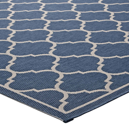 Carpet & Rugs | CasaFoyer Avena Moroccan Quatrefoil Trellis Indoor/Outdoor Area Rug | Durable, Soft, Fade & Stain Resistant | Blue/Beige | 8x10 | casafoyer.myshopify.com