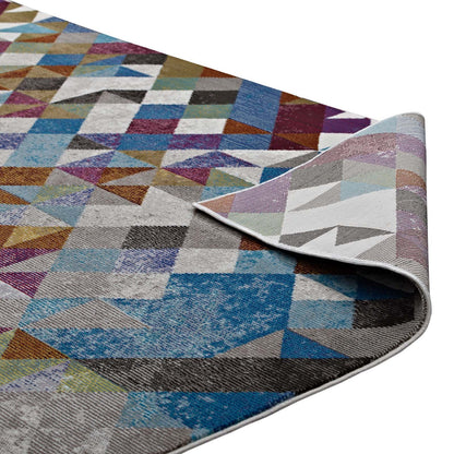 Carpet & Rugs | CasaFoyer Lavendula Triangle Mosaic Area Rug | Geometric Pattern | Durable Polypropylene | Rubber Bottom | Vibrant Design | Low Pile | Non-Shedding | Stain-Resistant | Easy to Maintain | 4x6 Size | casafoyer.myshopify.com