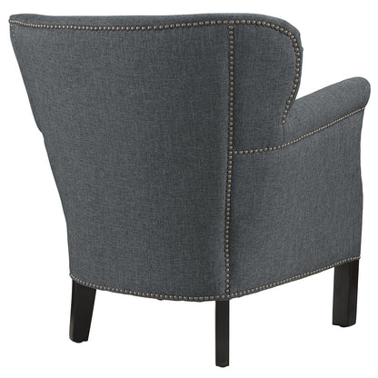 home office desk chairs | CasaFoyer Key Armchair: Luxurious Seating Experience | Comfort & Style | Elegant Curves | Dense Foam Padding | Ornamental Nailhead Trim | Polyester Upholstery | Black Stained Wood Legs | Versatile Design | Perfect for Any Space | casafoyer.myshopify.com