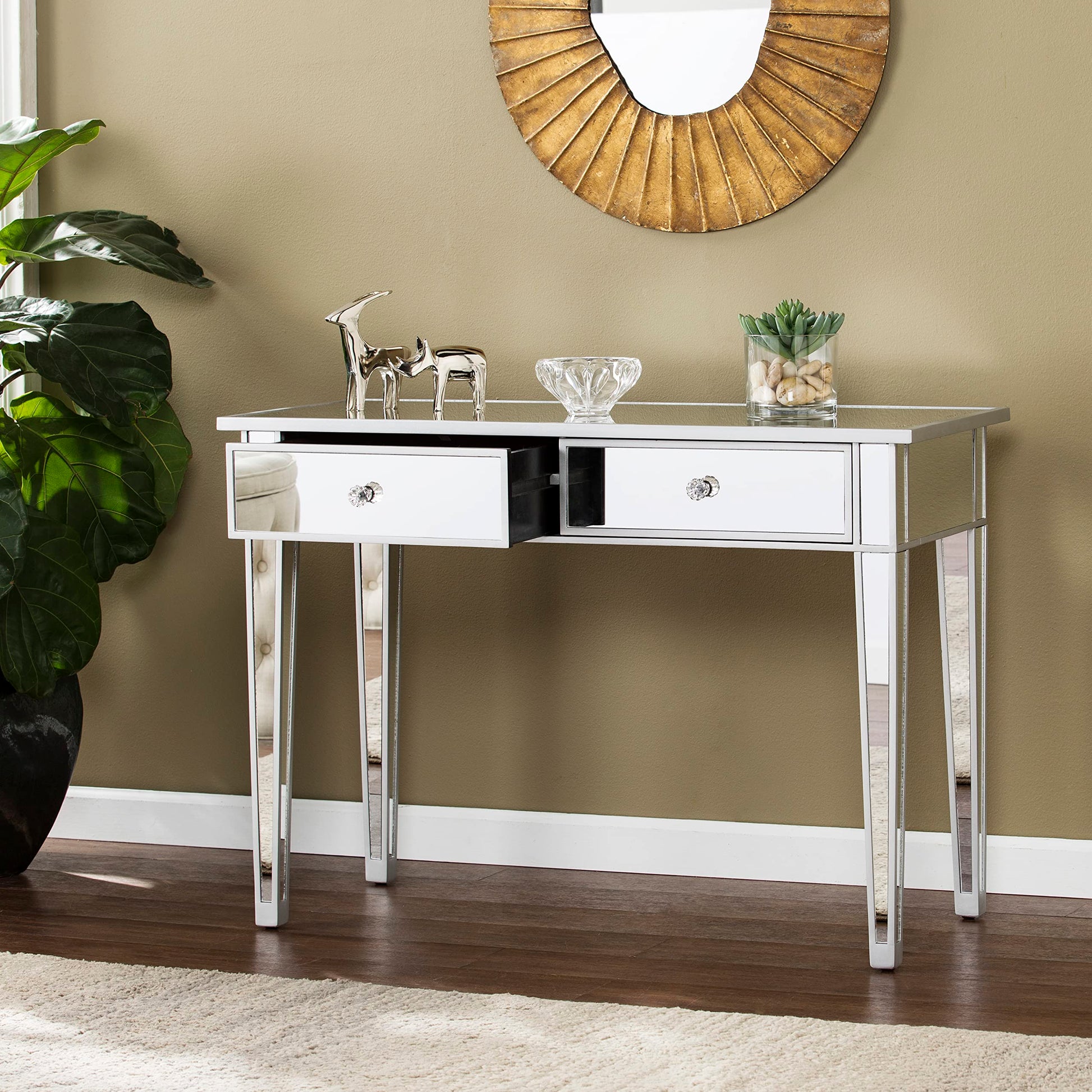 TABLE | Glamorous Mirrored Console Table | Versatile & Elegant | 2 Drawers | Living Room & Bedroom Furniture | casafoyer.myshopify.com