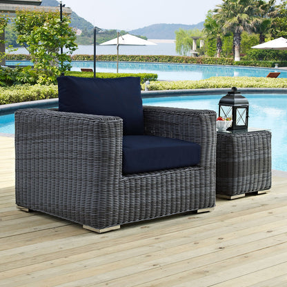 executive chairs | CasaFoyer Summon Outdoor Patio Arm Chair | Ultimate Outdoor Luxury & Comfort | Two-Tone Rattan | Sunbrella Cushions | UV Protection | Sturdy Aluminum Frame | Perfect for Patio, Backyard, Poolside | casafoyer.myshopify.com