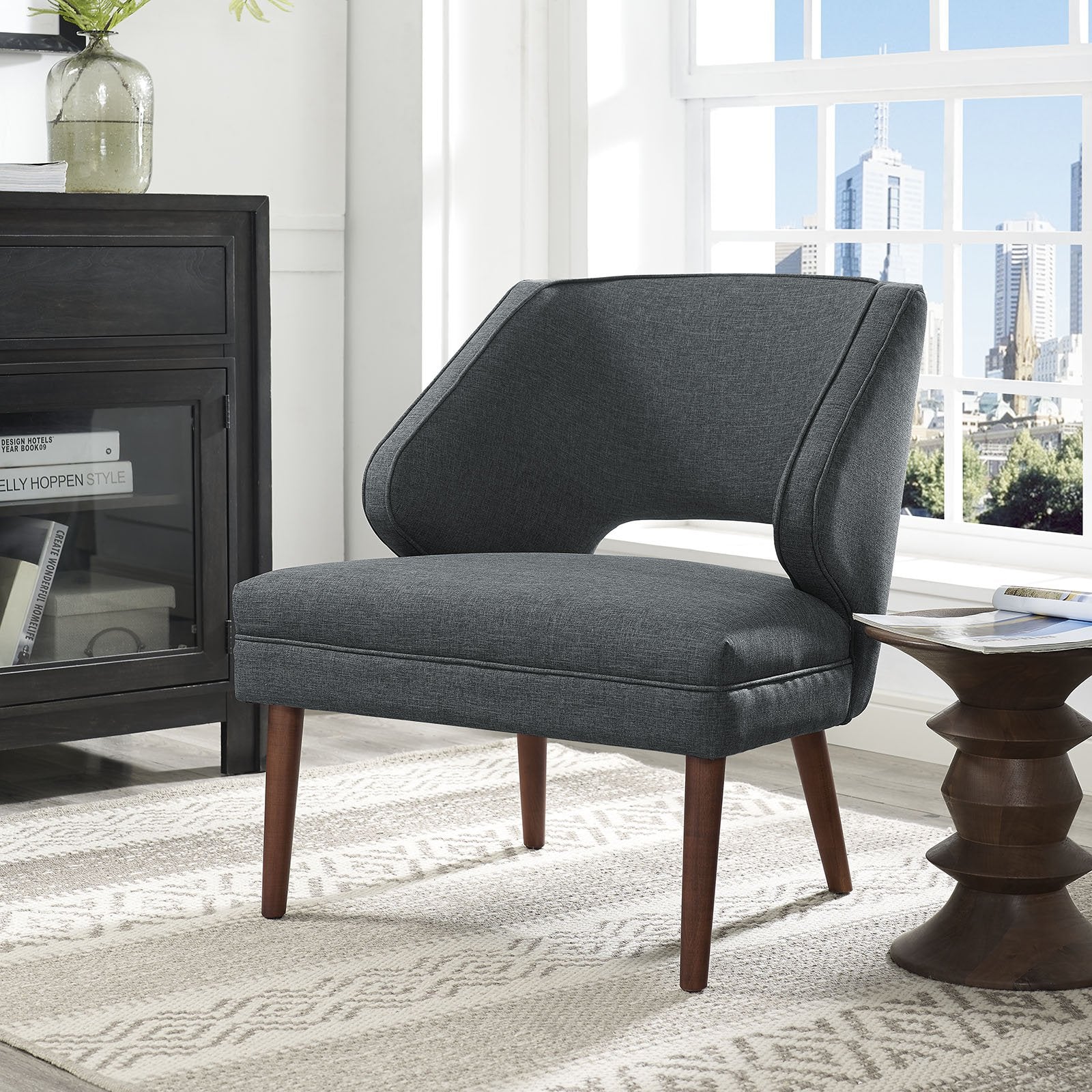 home office desk chairs | CasaFoyer Dock Armchair | Mid-Century Inspired | Plush Foam Padding | Polyester Upholstery | Dark Walnut Legs | Ideal for Contemporary & Eclectic Spaces | casafoyer.myshopify.com