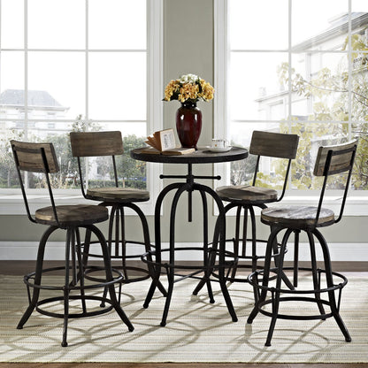 barstools | CasaFoyer Procure Wood Bar Stools | Set of 4 | Metal Frame | Pine Wood Seat & Back | Rustic Aesthetic | Footrest for Support | casafoyer.myshopify.com