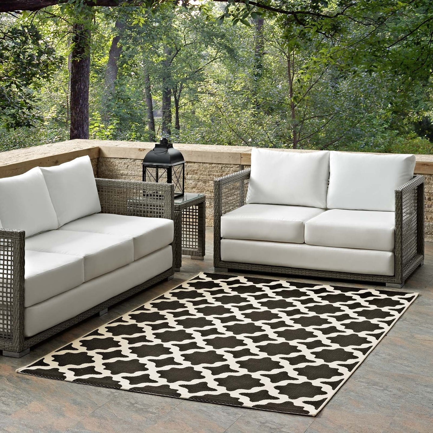 Carpet & Rugs | CasaFoyer Cerelia Moroccan Trellis 5x8 Indoor/Outdoor Area Rug | Durable, Soft, Family-Friendly | Black/Beige | casafoyer.myshopify.com