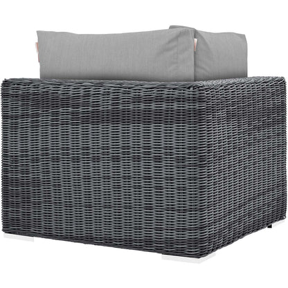 sofas | Summon Outdoor Patio Corner Sofa Chair | Ultimate Comfort & Quality | Two-Tone Rattan Weave | Sunbrella Cushions | UV Protection | Powder-Coated Aluminum Frame | Contemporary Design | Perfect for Patio, Backyard, Poolside | Includes One Corner Chair | casafoyer.myshopify.com