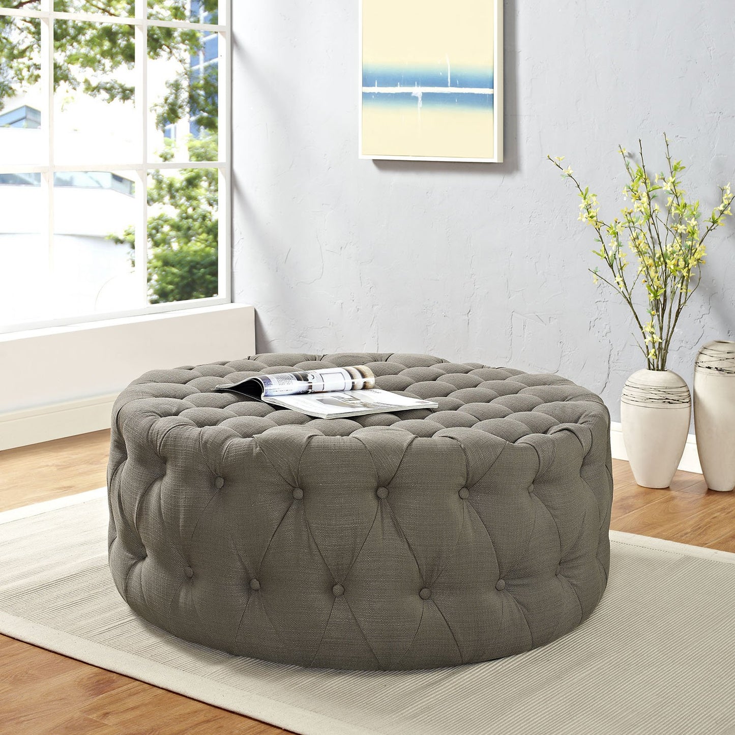 ottomans | CasaFoyer Amour Round Ottoman | Elegant Tufted Design | Comfortable & Durable | Perfect for Home or Office | Includes One Ottoman | casafoyer.myshopify.com