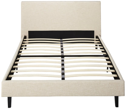 Bed | CasaFoyer Anya Platform Bed | Modern Elegance | Upholstered Polyester Fabric | Solid Wood Legs | Slatted Support System | Compatible with Various Mattress Types | 1300 lbs Weight Capacity | casafoyer.myshopify.com