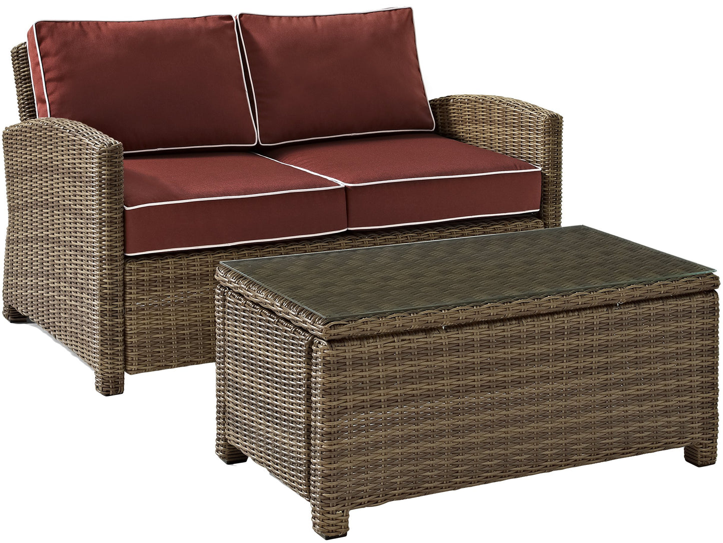 Patio Furniture Sets | CasaFoyers Bradenton Collection | Exquisite All-Weather Wicker Outdoor Seating Set | Durable & UV Resistant | Loveseat & Glass Top Table | casafoyer.myshopify.com