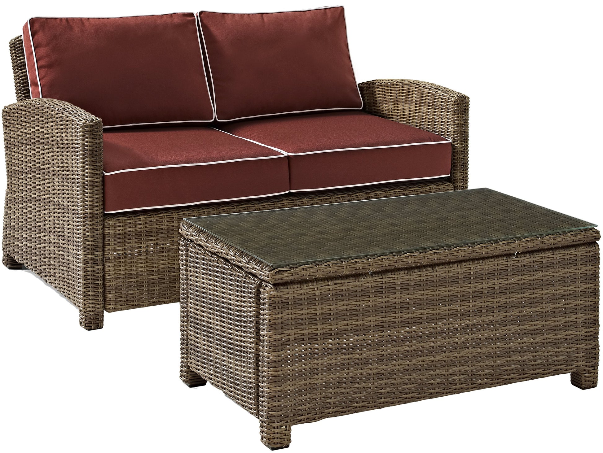 Patio Furniture Sets | CasaFoyers Bradenton Collection | Exquisite All-Weather Wicker Outdoor Seating Set | Durable & UV Resistant | Loveseat & Glass Top Table | casafoyer.myshopify.com
