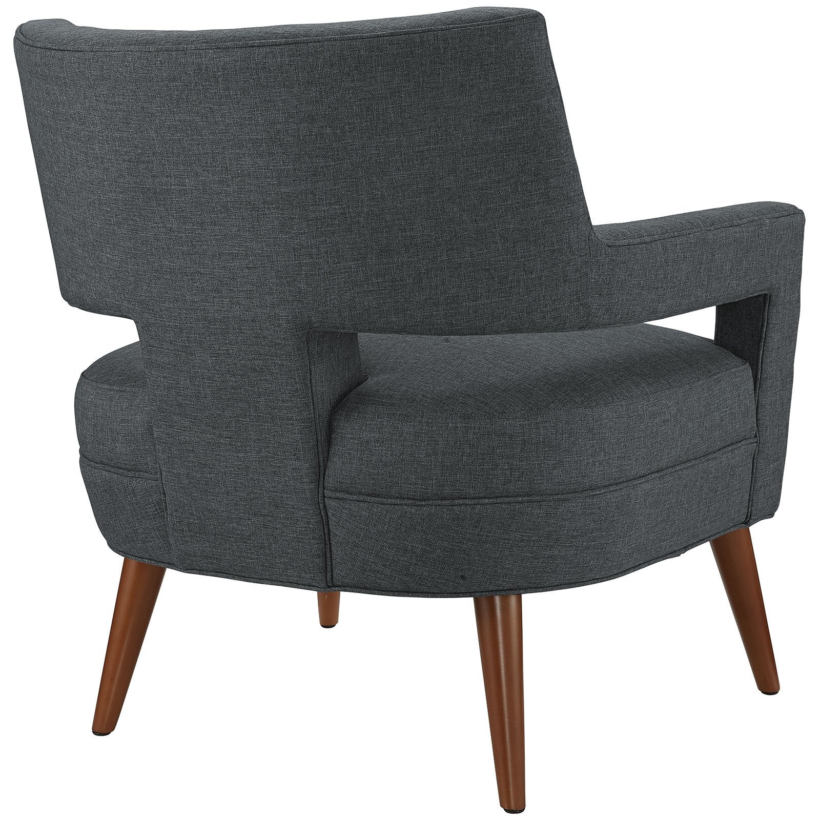 home office desk chairs | CasaFoyer Sheer Mid-Century Modern Armchair | Soft Polyester Upholstery | Streamlined Profile | Button Tufting | Cherry-Stained Wood Legs | Gray | casafoyer.myshopify.com