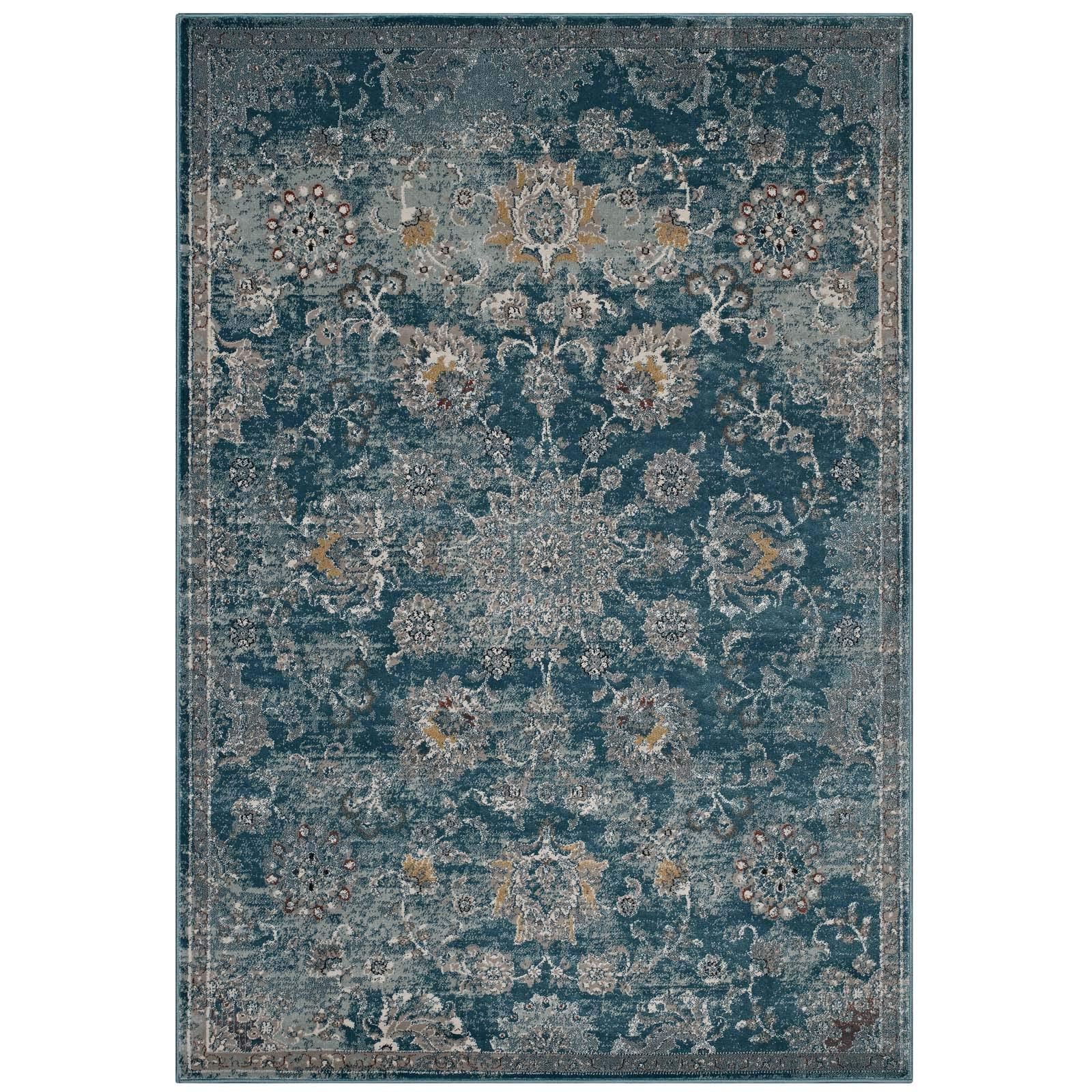 area rugs | CasaFoyer Cynara Distressed Floral Persian Medallion Area Rug | Durable | Elegant Design | Stain-Resistant | Perfect for Any Room | 5x8 Size | casafoyer.myshopify.com