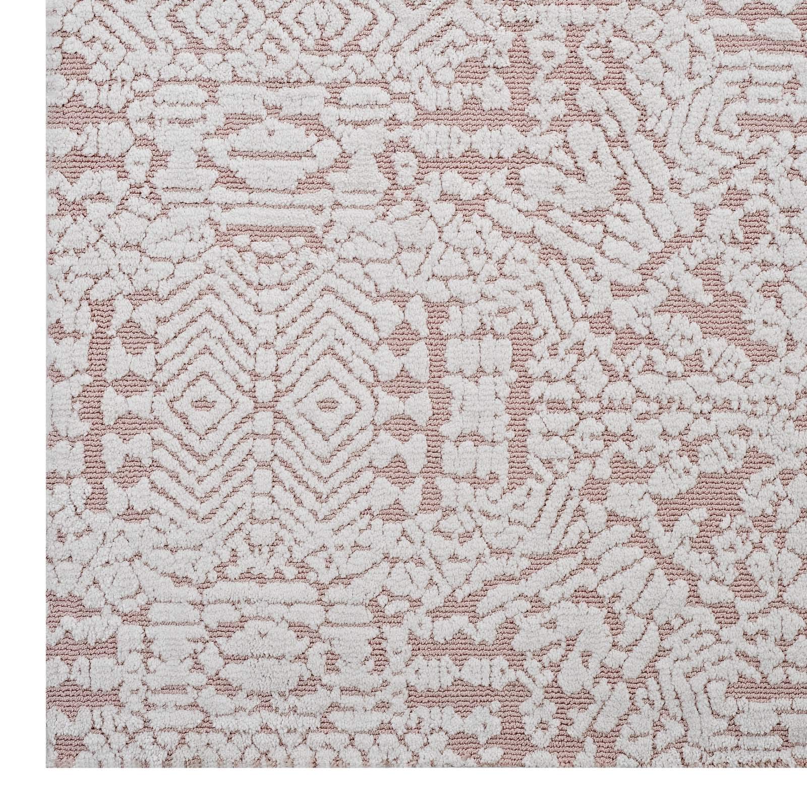 Carpet & Rugs | CasaFoyer Javiera Contemporary Moroccan Area Rug | Modern Design | Soft Polyester Microfiber | Durable Jute Bottom | Non-Shedding | Stain-Resistant | Easy to Clean | 5x8 | Ivory & Cameo Rose | casafoyer.myshopify.com