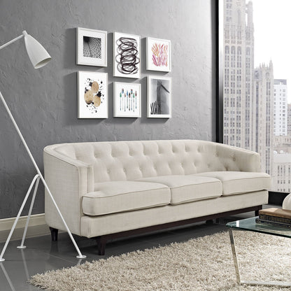 sofas | CasaFoyer Coast Sofa | Elegant, Stylish & Durable | Deep Button Tufting | Dense Foam Cushioning | Walnut Stained Wood Legs | Easy to Clean Polyester Upholstery | Perfect for Modern Living Rooms, Lounges & Reception Areas | Includes 1 Sofa | casafoyer.myshopify.com