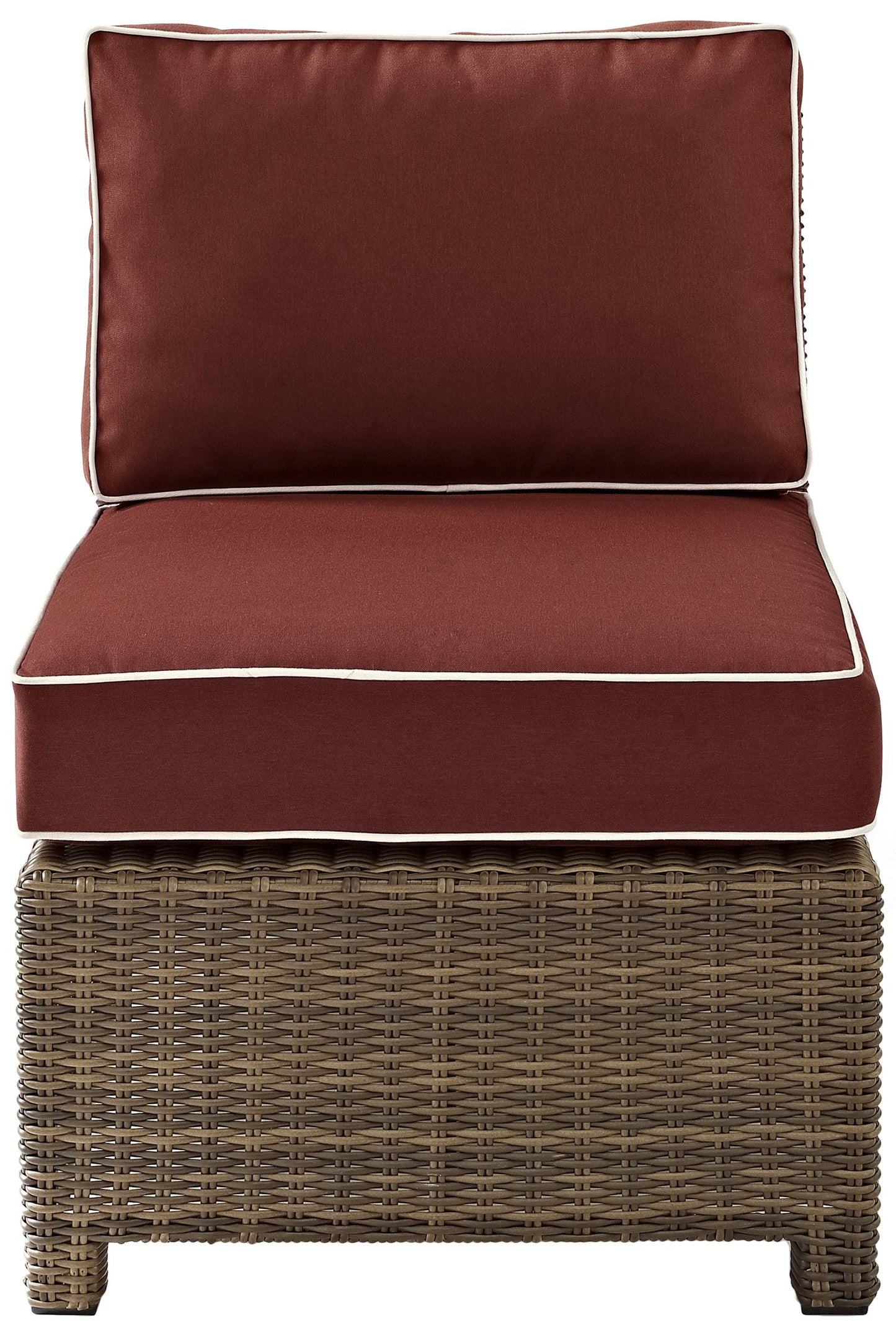 Chair | CasaFoyers Bradenton Collection | Outdoor Wicker Sectional Center Chair | All-Weather, UV/Fade Resistant | Sangria Cushions | casafoyer.myshopify.com