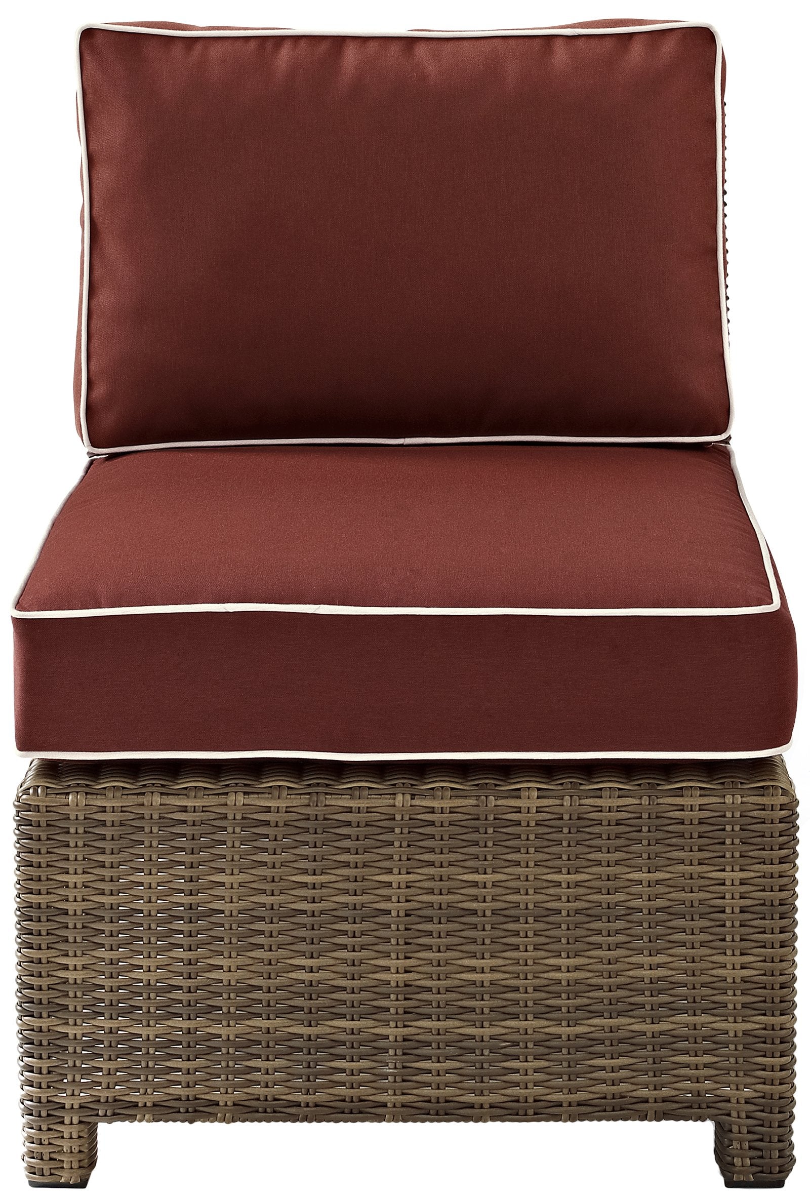 Chair | CasaFoyers Bradenton Collection | Outdoor Wicker Sectional Center Chair | All-Weather, UV/Fade Resistant | Sangria Cushions | casafoyer.myshopify.com