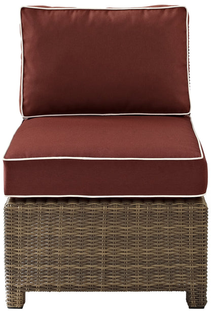 Chair | CasaFoyers Bradenton Collection | Outdoor Wicker Sectional Center Chair | All-Weather, UV/Fade Resistant | Sangria Cushions | casafoyer.myshopify.com