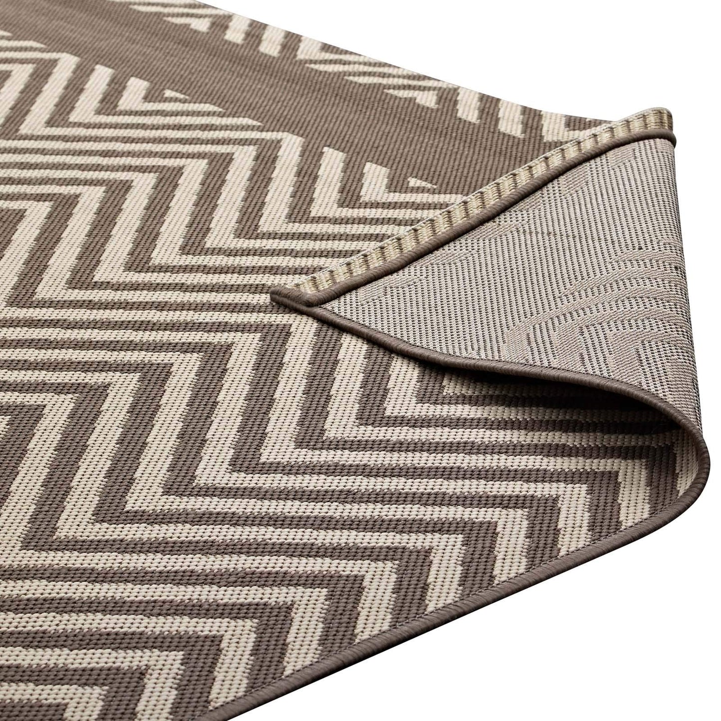 Carpet & Rugs | CasaFoyer Optica Chevron With End Borders 5x8 Indoor/Outdoor Area Rug | Stylish & Durable | Fade & Stain Resistant | Light/Dark Beige | casafoyer.myshopify.com