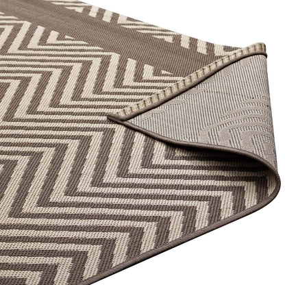Carpet & Rugs | CasaFoyer Optica Chevron With End Borders 5x8 Indoor/Outdoor Area Rug | Stylish & Durable | Fade & Stain Resistant | Light/Dark Beige | casafoyer.myshopify.com