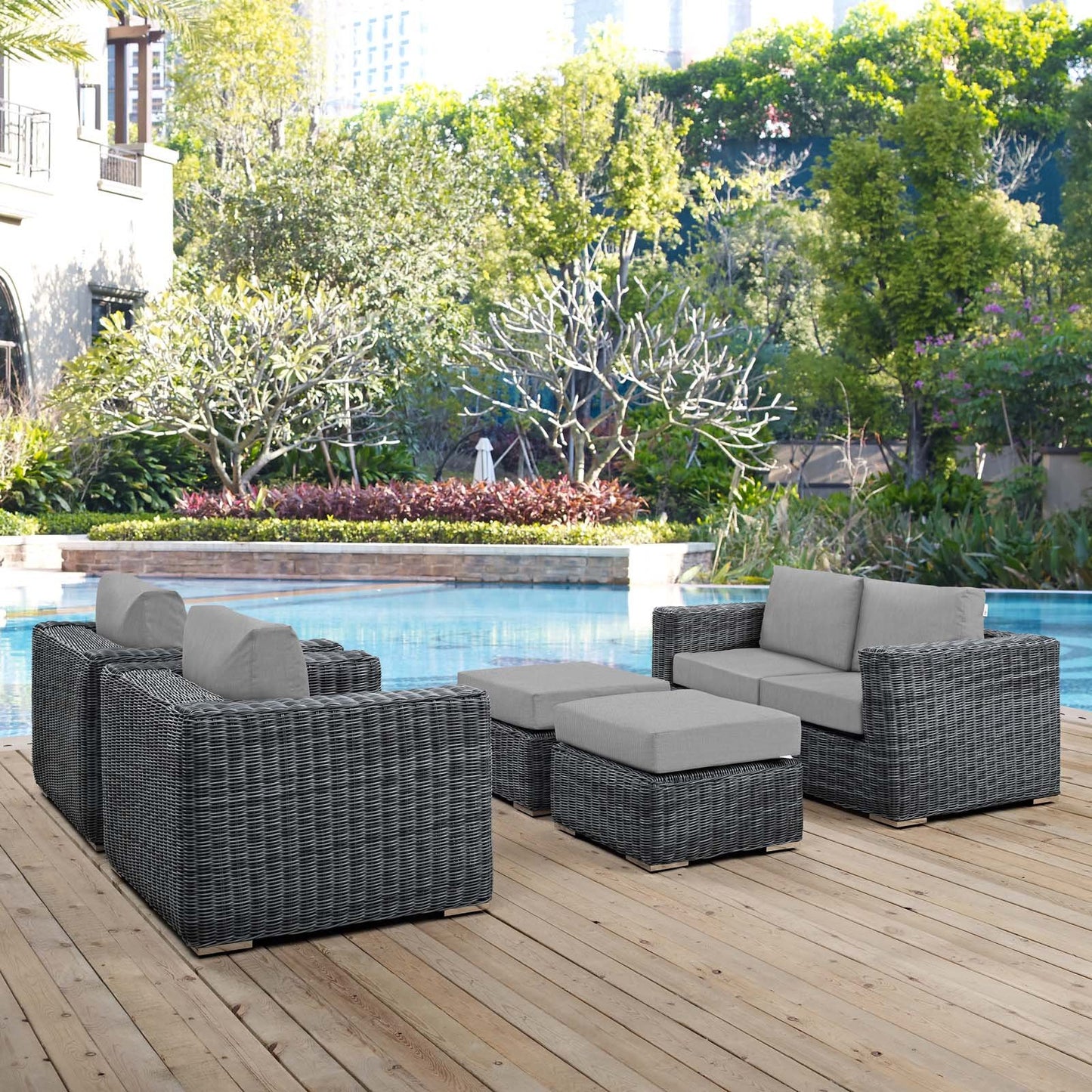 kitchen and dining room sets | CasaFoyer Summon Outdoor Patio Sectional Sofa Set | Comfortable & High-Quality | Two-Tone Rattan | Sunbrella Cushions | UV Protection | Powder-Coated Aluminum Frame | Perfect for Patio, Backyard, Poolside | casafoyer.myshopify.com