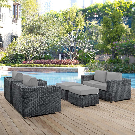 kitchen and dining room sets | CasaFoyer Summon Outdoor Patio Sectional Sofa Set | Comfortable & High-Quality | Two-Tone Rattan | Sunbrella Cushions | UV Protection | Powder-Coated Aluminum Frame | Perfect for Patio, Backyard, Poolside | casafoyer.myshopify.com