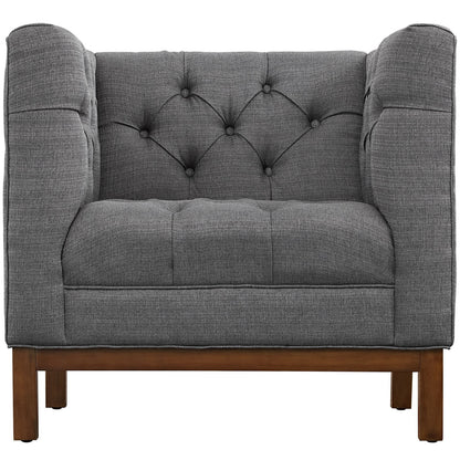 home office desk chairs | CasaFoyer Panache Collection | Elegant Upholstered Armchair | Tufted Buttons | Plush Cushions | Gray | casafoyer.myshopify.com