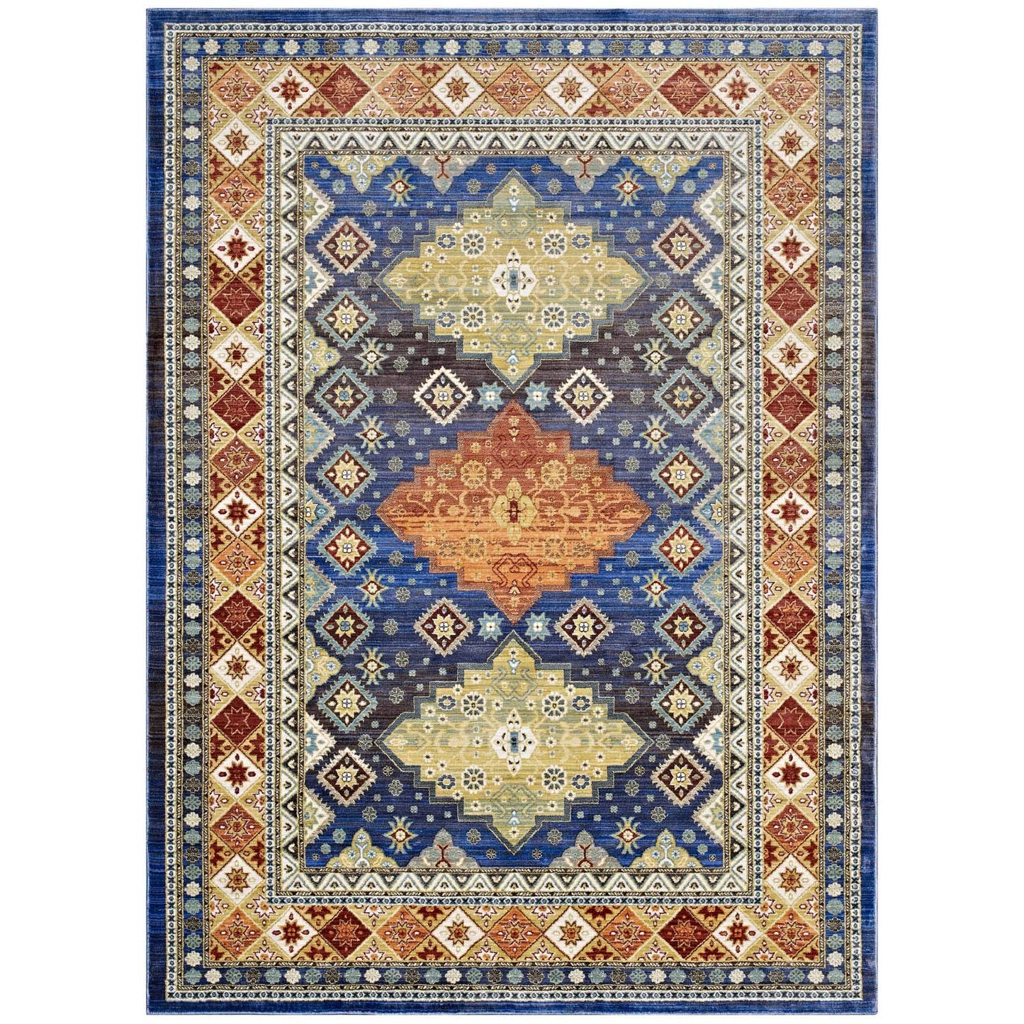 area rugs | CasaFoyer Atzi Distressed Southwestern Diamond Floral Area Rug | Vibrant Design | Durable Construction | Stain Resistant | 5x8 Size | casafoyer.myshopify.com