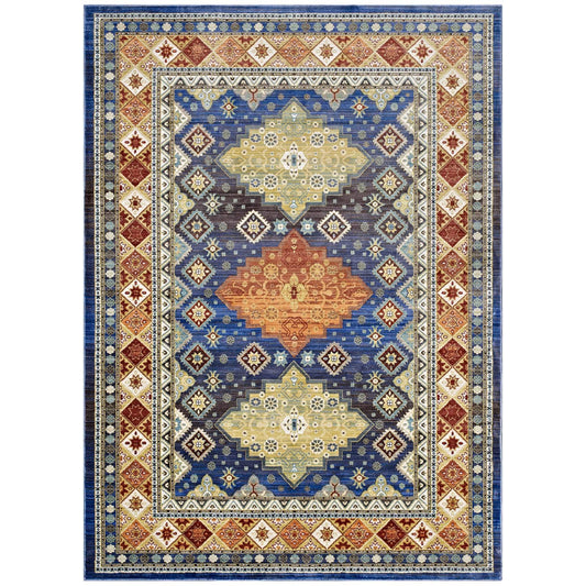 area rugs | CasaFoyer Atzi Distressed Southwestern Diamond Floral Area Rug | Vibrant Design | Durable Construction | Stain Resistant | 5x8 Size | casafoyer.myshopify.com