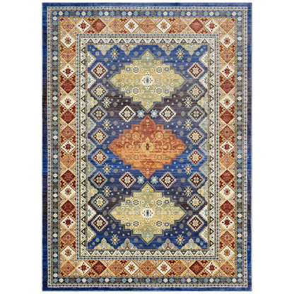 area rugs | CasaFoyer Atzi Distressed Southwestern Diamond Floral Area Rug | Vibrant Design | Stain Resistant | Low Pile | 8x10 Size | Easy to Clean | High Traffic Areas | casafoyer.myshopify.com