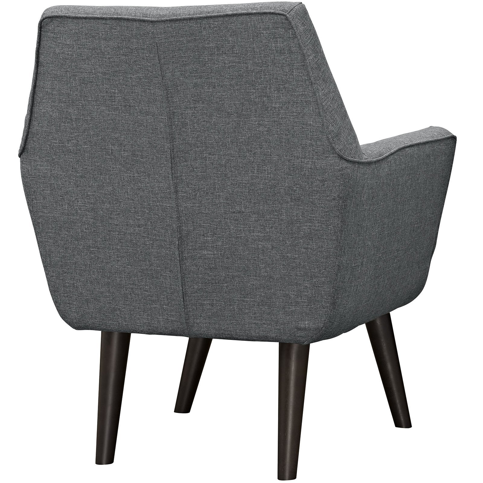 Chair | Posit Armchair | Mid-Century Design | Espresso Stained Legs | Polyester Upholstery | Gray | casafoyer.myshopify.com