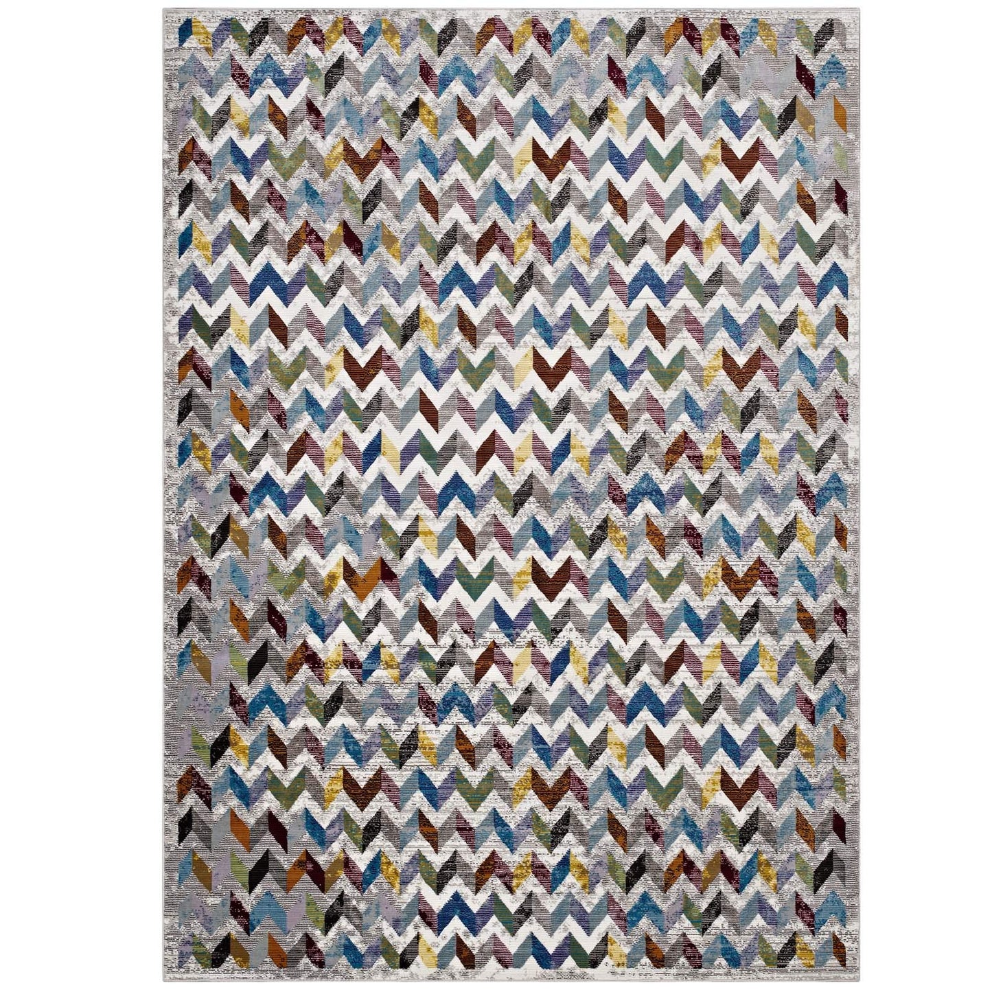 Carpet & Rugs | CasaFoyer Gemma Chevron Mosaic Area Rug | Vibrant Modern Design | Durable Polypropylene | Rubber Bottom | Non-Shedding | Stain Resistant | Easy to Maintain | 4x6 Multicolored | casafoyer.myshopify.com
