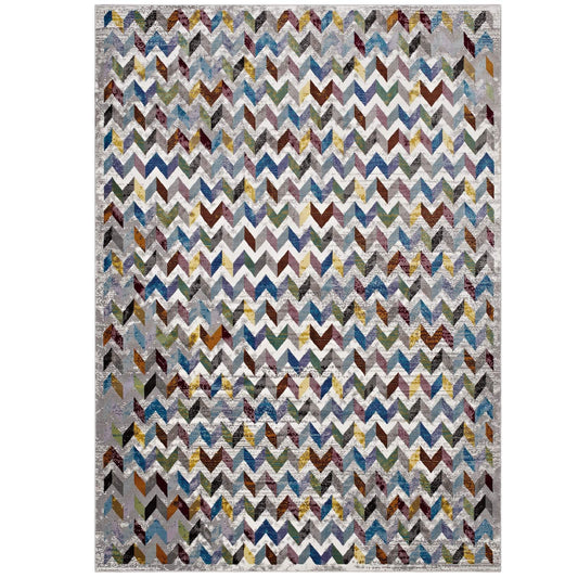 Carpet & Rugs | CasaFoyer Gemma Chevron Mosaic Area Rug | Vibrant Modern Design | Durable Polypropylene | Rubber Bottom | Non-Shedding | Stain Resistant | Easy to Maintain | 4x6 Multicolored | casafoyer.myshopify.com