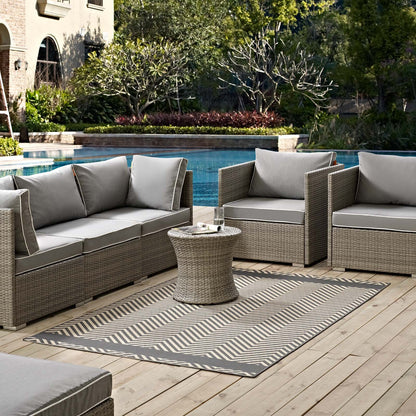 area rugs | CasaFoyer Optica Chevron With End Borders 5x8 Indoor/Outdoor Area Rug | Stylish, Durable, Fade & Stain Resistant | All-Weather | Gray/Beige | casafoyer.myshopify.com
