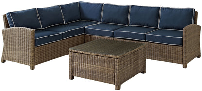 Patio Furniture Sets | CasaFoyers Bradenton Collection | All-Weather Wicker Sectional | Navy Cushions | Modular Design | Outdoor Entertainment Set | casafoyer.myshopify.com