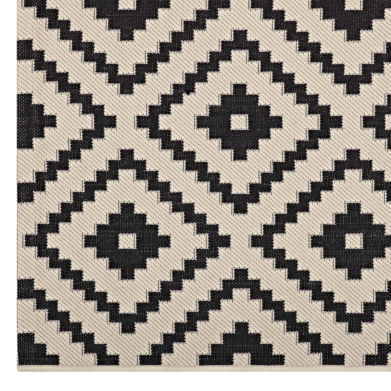 Carpet & Rugs | CasaFoyer Perplex Geometric Diamond Trellis Indoor/Outdoor Area Rug | Durable, Fade & Stain Resistant | 5x8 Size | Black/Beige | casafoyer.myshopify.com