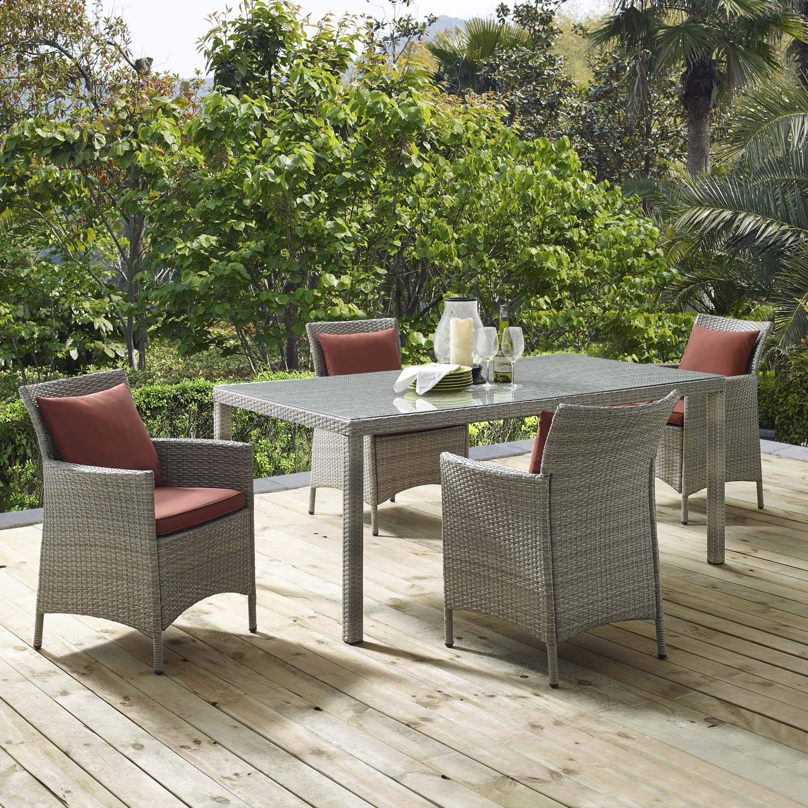 kitchen and dining room sets | CasaFoyer Conduit Outdoor Patio Dining Collection | Transitional Style | UV-Resistant Wicker Rattan | Weatherproof | 5 Piece Set | casafoyer.myshopify.com