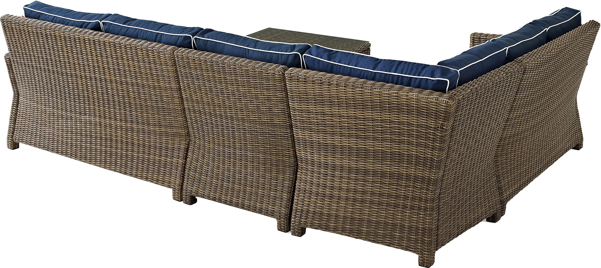 Patio Furniture Sets | CasaFoyers Bradenton Collection | All-Weather Wicker Sectional | Navy Cushions | Modular Design | Outdoor Entertainment Set | casafoyer.myshopify.com