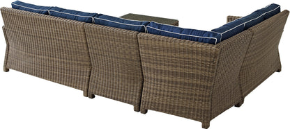 Patio Furniture Sets | CasaFoyers Bradenton Collection | All-Weather Wicker Sectional | Navy Cushions | Modular Design | Outdoor Entertainment Set | casafoyer.myshopify.com
