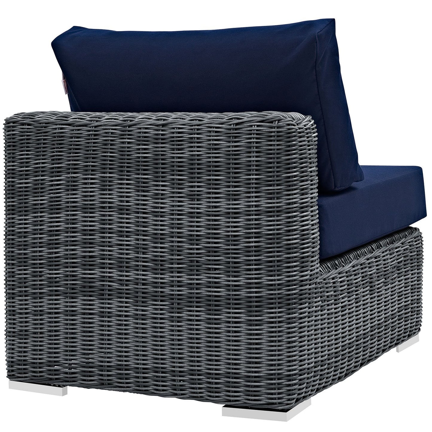 Patio Furniture Sets | Summon Outdoor Patio Armless Sectional Sofa Chair | Two-Tone Rattan | Sunbrella Cushions | UV Protection | Aluminum Frame | Perfect for Patio, Backyard, Poolside | casafoyer.myshopify.com