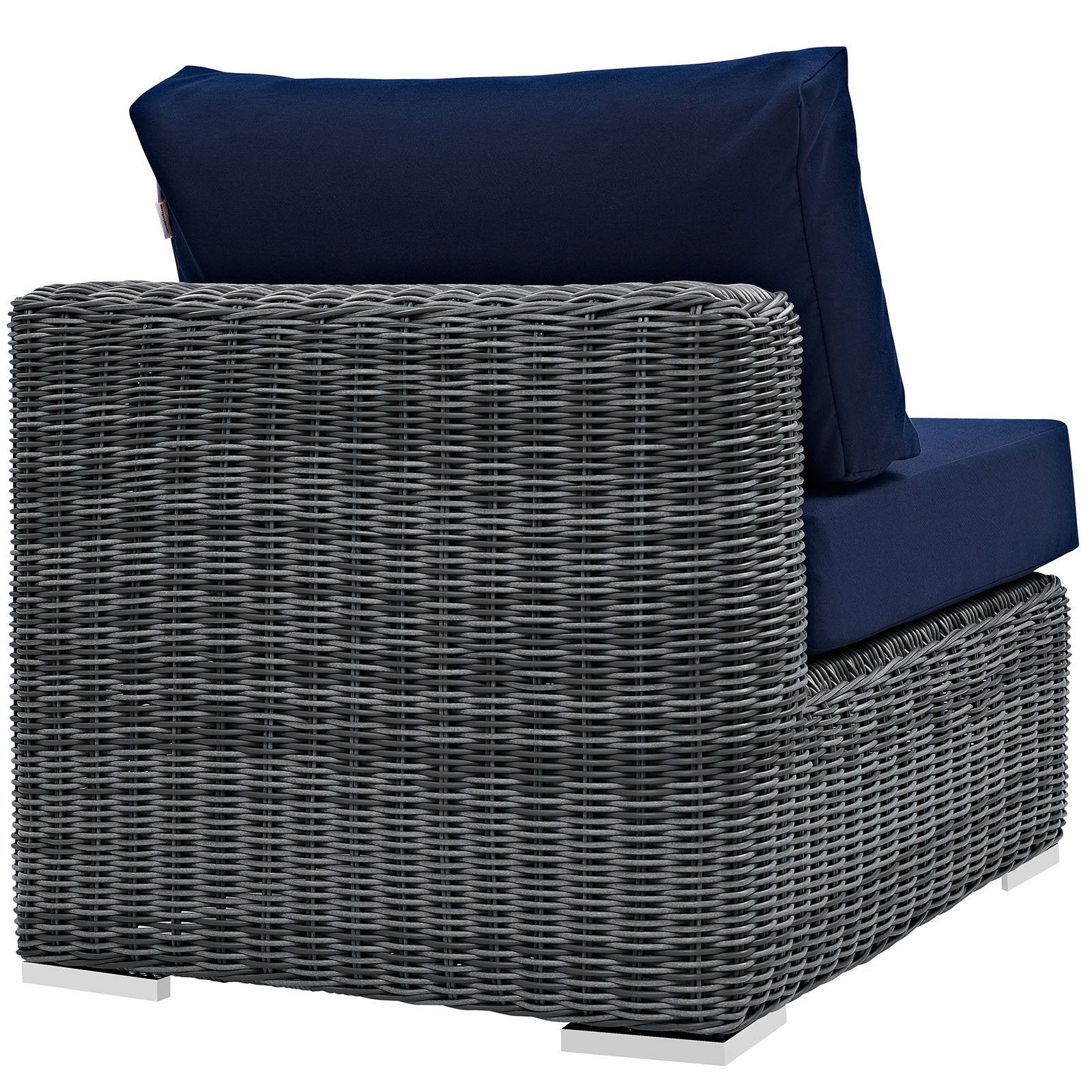 Patio Furniture Sets | Summon Outdoor Patio Armless Sectional Sofa Chair | Two-Tone Rattan | Sunbrella Cushions | UV Protection | Aluminum Frame | Perfect for Patio, Backyard, Poolside | casafoyer.myshopify.com