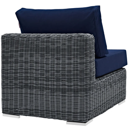 Patio Furniture Sets | Summon Outdoor Patio Armless Sectional Sofa Chair | Two-Tone Rattan | Sunbrella Cushions | UV Protection | Aluminum Frame | Perfect for Patio, Backyard, Poolside | casafoyer.myshopify.com
