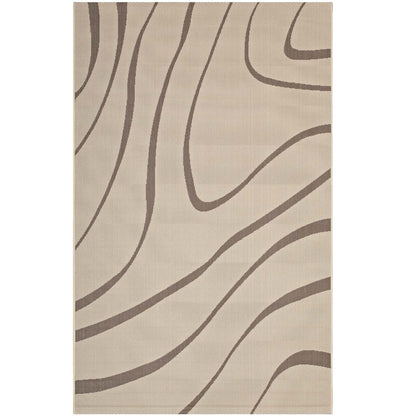 Carpet & Rugs | CasaFoyer Surge Swirl Abstract Indoor/Outdoor Area Rug | Durable Polypropylene | Fade & Stain Resistant | Low Pile Weave | 5x8 Size | Light & Dark Beige | casafoyer.myshopify.com